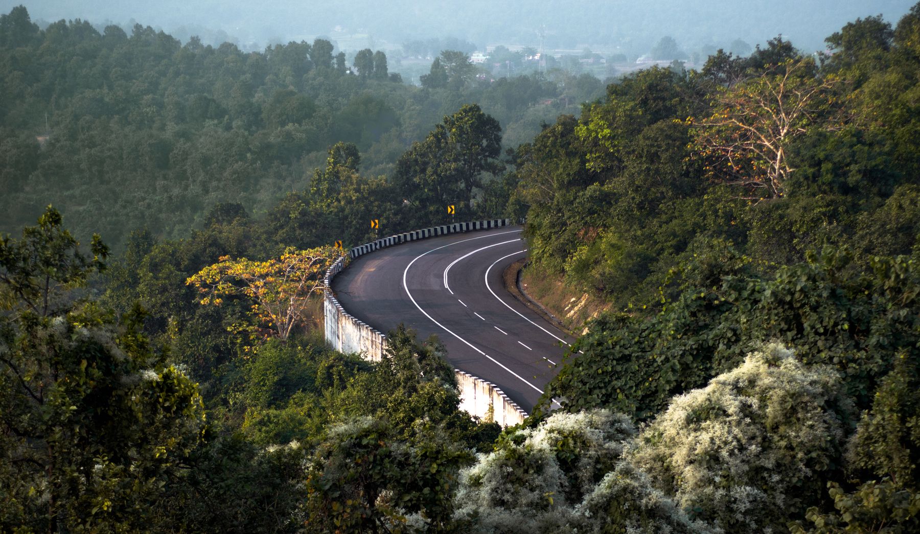 A winding road through forest near Ranchi, Jharkhand